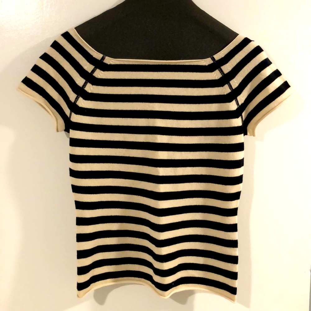 BANANA REPUBLIC, WOOL/CASHMERE SZ M, S/S SWEATER, STRIPED.